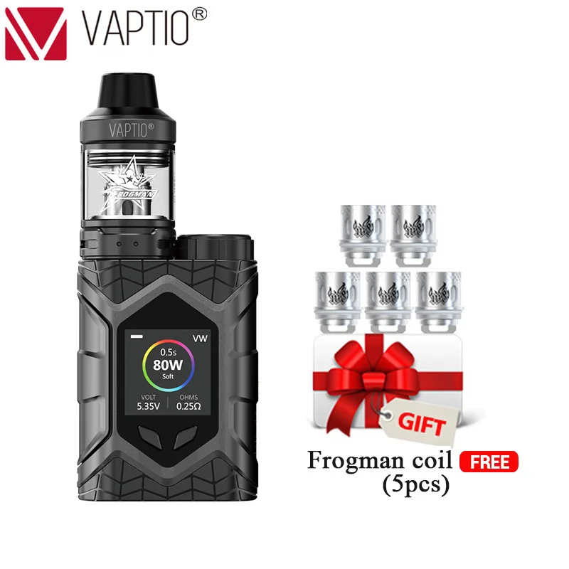 

1[ Extra Gift 5pcs COIL]Vaptio Wall Crawler Vape KIT 5.0ML tank 80W E-CigarettesVaporizer TCR 1.3inch TFT Screen