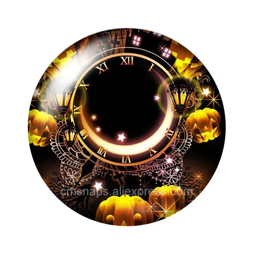 Освещение Ночь Луна волшебный замок 18 мм кнопки 10 шт смешанный круглый стеклянный кабошон стиль для украшение с защелкой - Окраска металла: DB1020-08