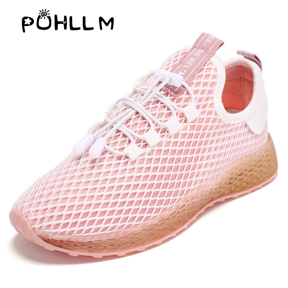 Comprar PUHLLM nuevas zapatillas para mujer zapatos para correr negro para hombre Primavera Verano otoño zapatos transpirables de malla gruesa zapatos deportivos B33