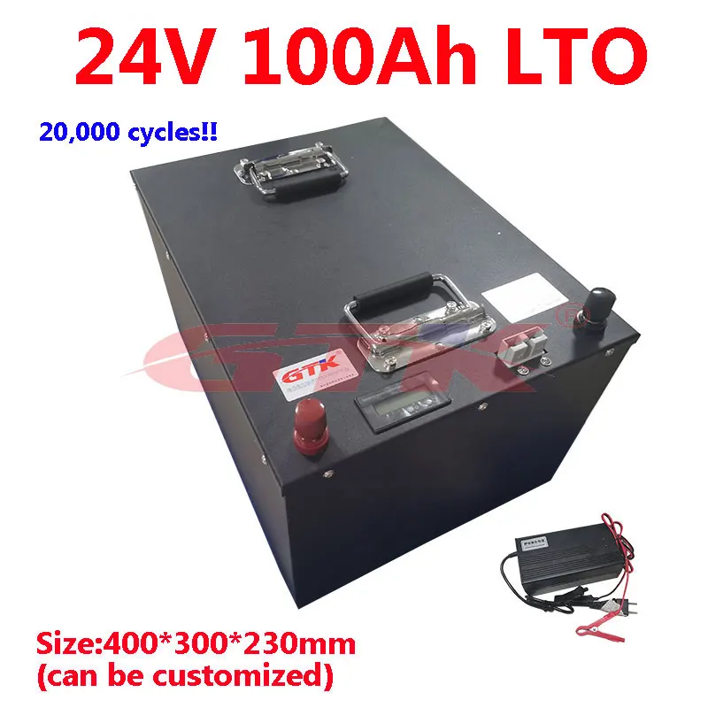 

LTO 24V 100Ah Lithium battery BMS 12S with voltage percentage display for 2500W motor homes Solar energy RV EV AGV+10A Charger
