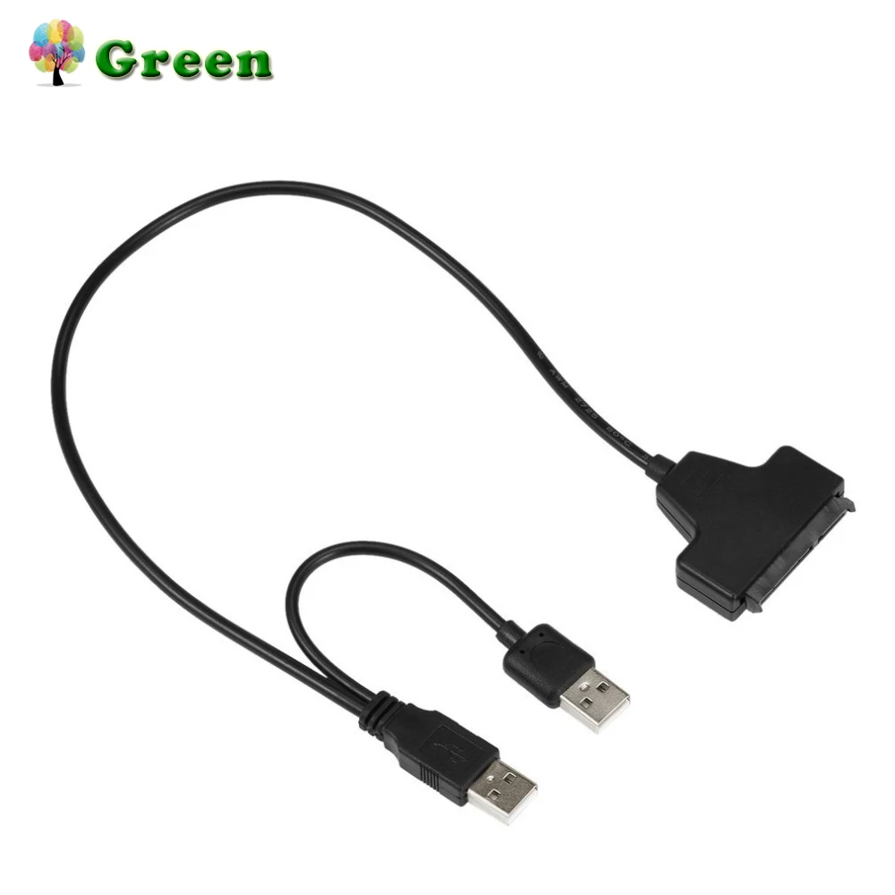 Черный светильник, Контактный Кабель-адаптер USB 2,0 для SATA 7+ 15 Pin 22 для жесткого диска 2," HDD с кабелем питания USB