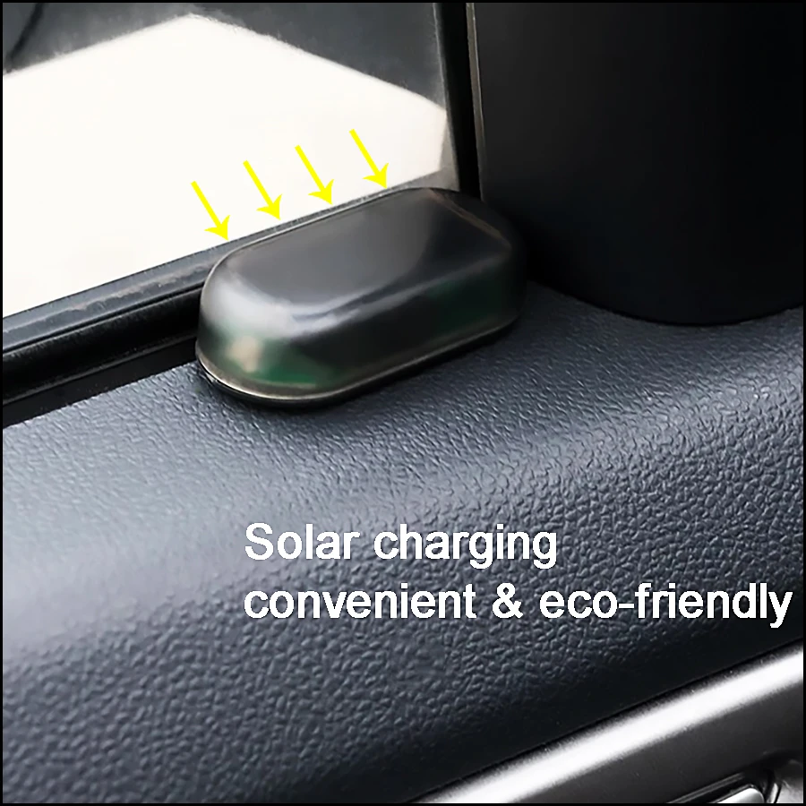 1PCS Universal Car Fake Solar Power Alarm Lamp Security System Warning Theft Flash Blinking Anti-Theft Caution LED Light Blue (7)