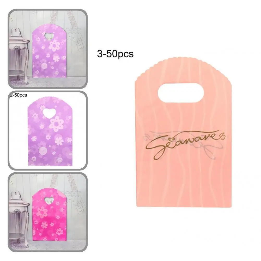50pcs/lot Multi- Patterns Small Plastic Bag Jewelry Packing Mini Gift  Handle Bag Store Small Shopping