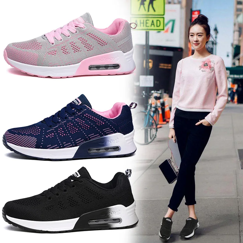 

2019 Summer New Style Nice Air Cushion Breathable Mesh Telecontrol Casual Shoes Women's Korean-style Youth Students Brisk Walkin