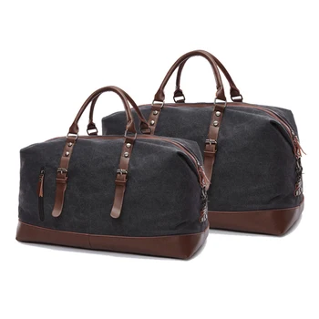 

Men Canvas Travel Bags Hand Luggage Luxury Large Capacity Men Weekend Overnight Duffel Bag Two Size Retro Handbags