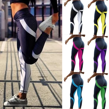 

New Fitness leggings Women Mesh Push Breathable Elastic Workout Legins Sport Slim Femme Pants Legging Waist Up Size High Plus