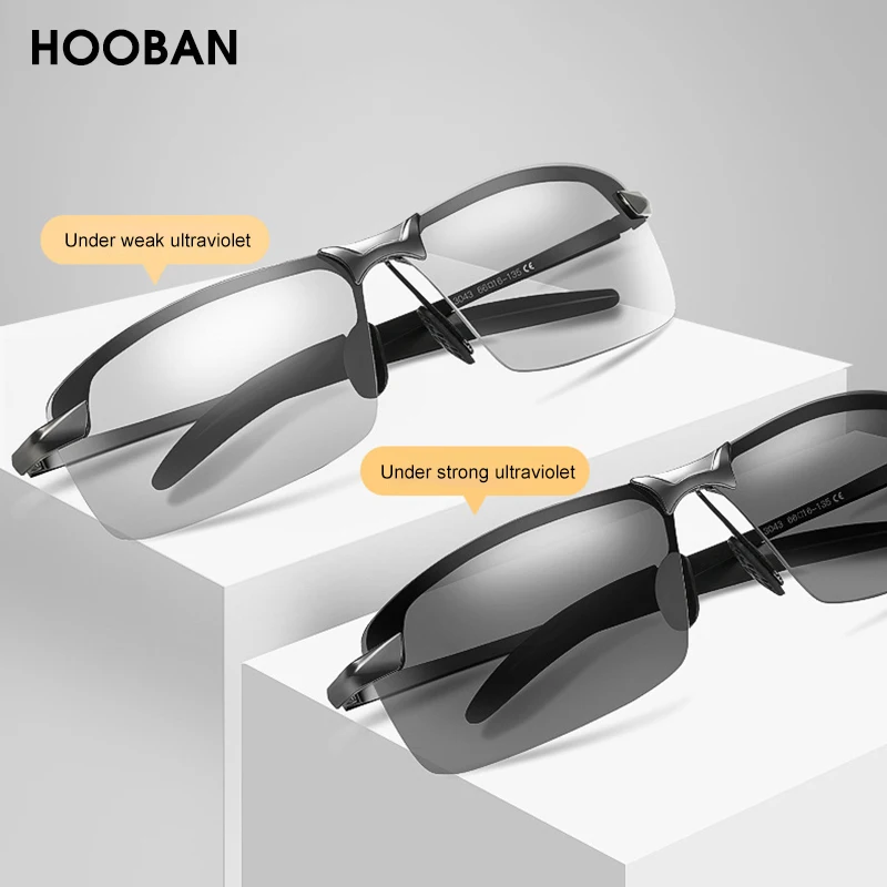 Очки солнцезащитные HOOBAN мужские фотохромные Модные прямоугольные