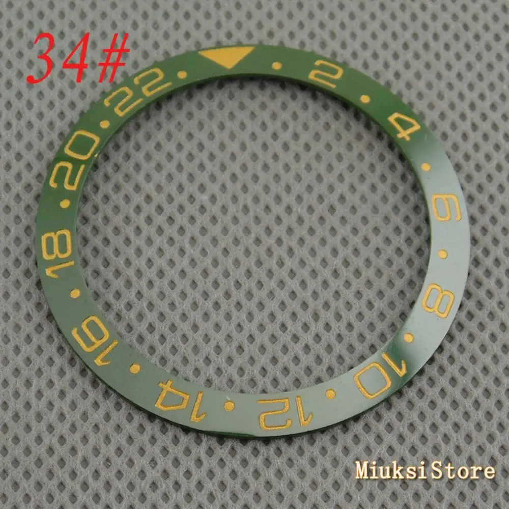 34 Parnis 38mm black blue white green Ceramic/Titanium Bezel insert for 40mm case Watch accessories bezel - Цвет: 34