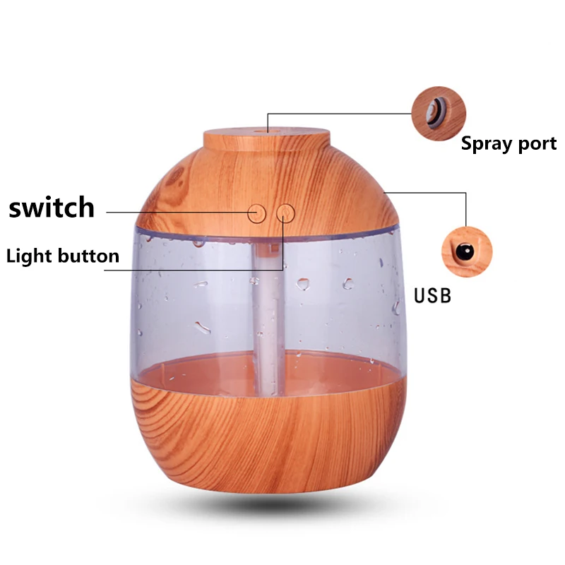 700Ml USB Wood Grain Humidifier Large Water Tank Aromatherapy Machine Water Meter Home Car Office Aromatherapy Machine