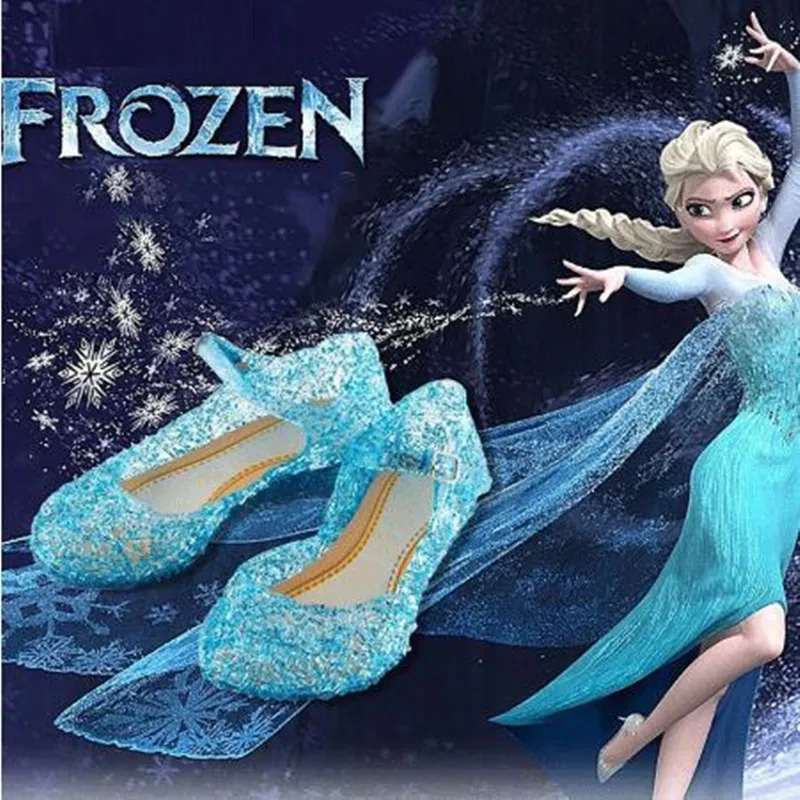 Disney Girls Summer Frozen Shoes Kids Girls Crystal Jelly Sandals Princess Cosplay Party
