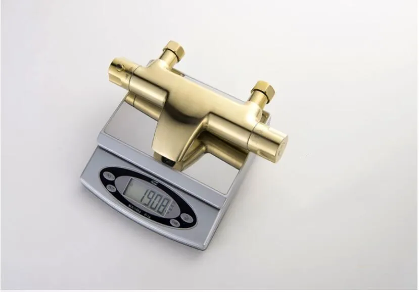 Vidric Wall Mounted Bathroom Brushed Gold thermostatic Bath& Shower Faucet hand held Shower Faucet Sets Bathtub Faucet Set