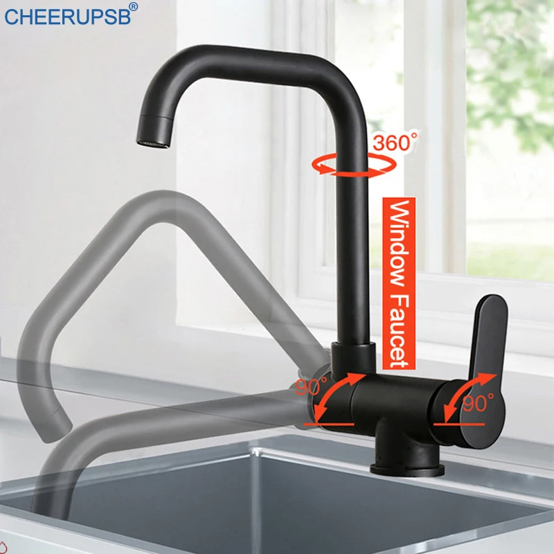 Кухонный черный складной кран Torneira Goumet, смеситель для горячей и холодной воды с вращением на 360 градусов, дизайнерские краны из нержавеющей стали