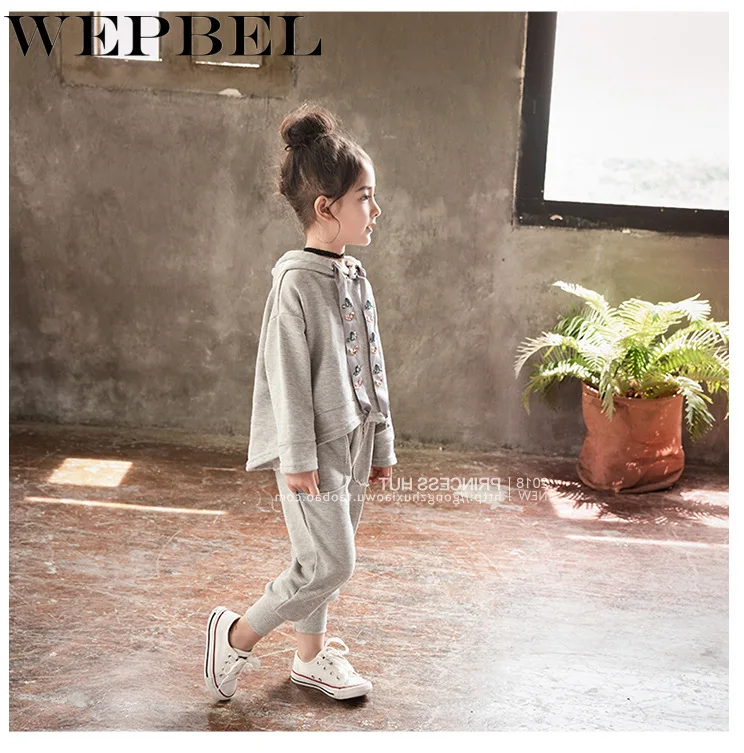 WEPBEL/одежда для малышей; комплект одежды для девочек; толстовки с капюшоном; Топы+ штаны; детский спортивный костюм; одежда с длинными рукавами для девочек