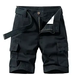 Short Cargo tactique noir pour hommes, grande taille, jogging, militaire, décontracté, en coton, été, 2021 