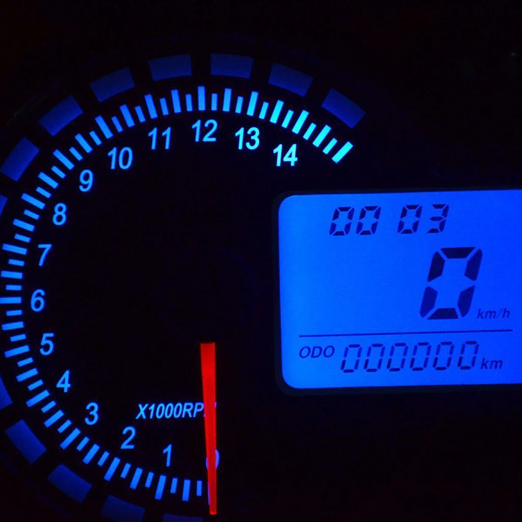 Motorcycle Digital LCD Speedometer Sensor Odometer Adjustable 14000RPM