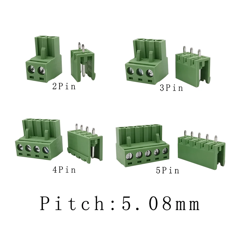 300V 10A 2EDG 5.08mm PCB Screw Terminal Block Connector 2EDG5.08 Plug-in Type Straight Pin PCB Terminals Wire Connector 2/3/4/5P afbeelding