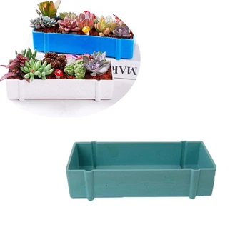 

1PC Balcony Garden Flower Bonsai Bowl Nursery Basin Planter Imitation Rectangular Vegetable Flower Planter Resin Planting Pot