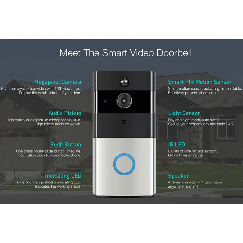 1080P умный видео дверной звонок WiFi домофон Tuya Smart Life APP контроль беспроводной дверной звонок ip-камера мониторинг домашней безопасности