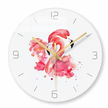 

Wall Clock Living Room Creative Nordic Flamingo Decorative Design Minimalist Fashion Transparent Glass Wall Clock C117