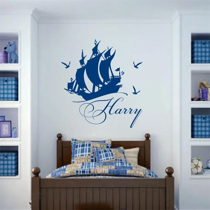 Personalised Children's Name Nautical Wall Sticker Nursery Vinyl Bedroom Decal 