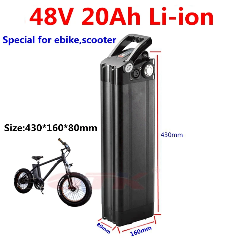 Серебряная рыба 48 В 20Ah литиевая литий-ионная батарея 48 В ebike батарея с BMS 13S для 48 В ebike скутер мотоцикл+ 5A зарядное устройство