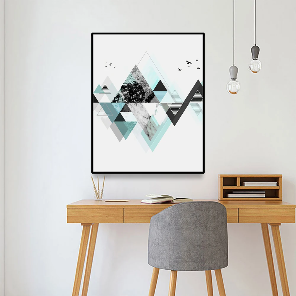 

Canvas Oil Painting Simple geometric mountain view Flying birds Wall Art Decor Picture Modern Home Decoration For Living Room