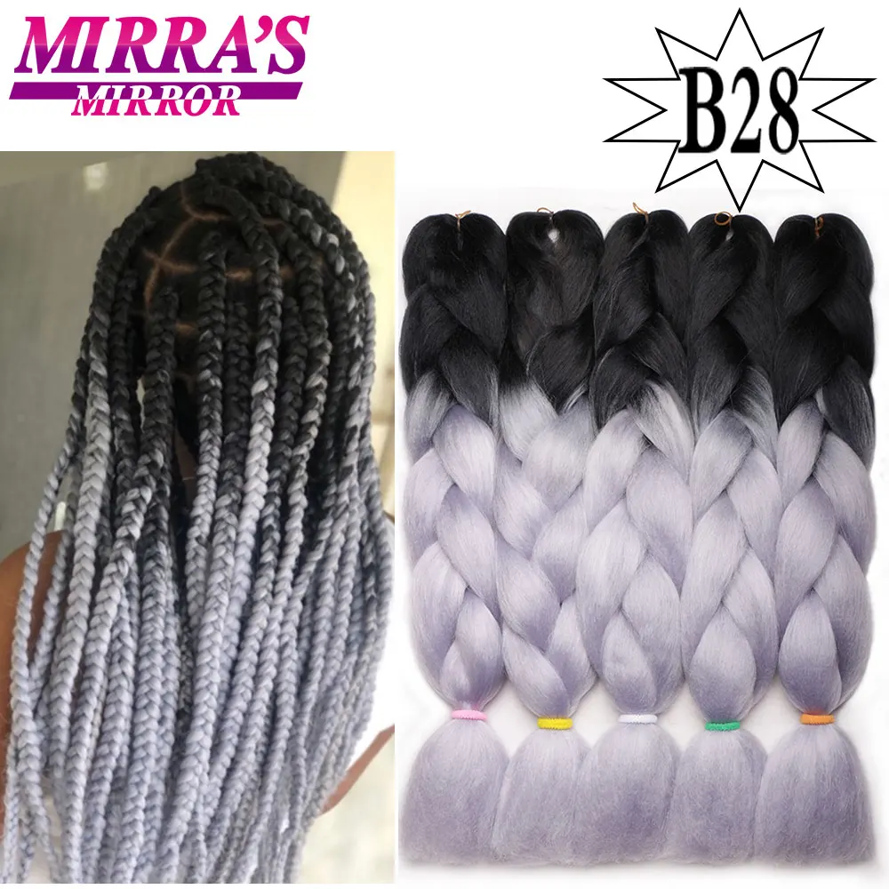 Mirra's зеркальные синтетические плетеные волосы для наращивания длинные кроше с Омбре волосы розовые Джамбо косы наращивание волос три/два тона зеленый