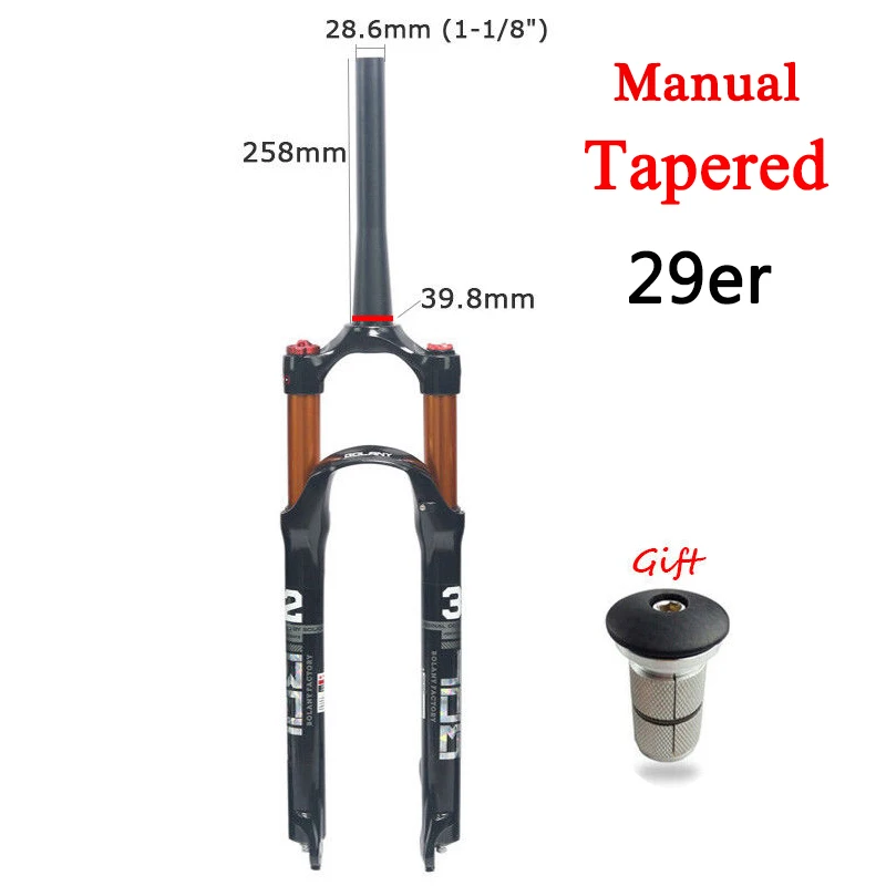 29-tapered manual Bolanyгорный велосипед вилки 26/27. 5/29 дюймов MTB велосипед дополнительная вилка 9 мм быстросъемная Сверхлегкая интегрированная Велосипедная вилка - Цвет: 29-tapered manual