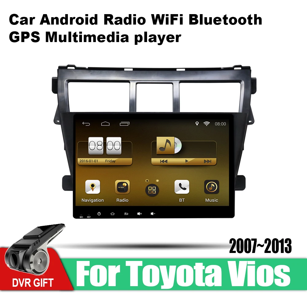 Автомагнитола ZaiXi с GPS для Toyota Vios 2007 2008 2009 2010 2012 2013 Android 8 1 мультимедийный плеер