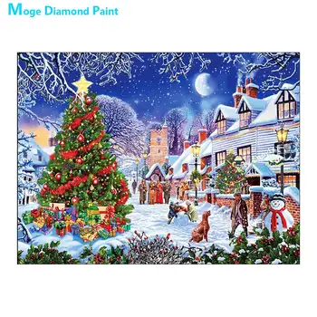 

Winter Snowscape City Diamond Painting Scenic Christmas Tree Round Full Drill Nouveaute DIY Mosaic Embroidery 5D Cross Stitch
