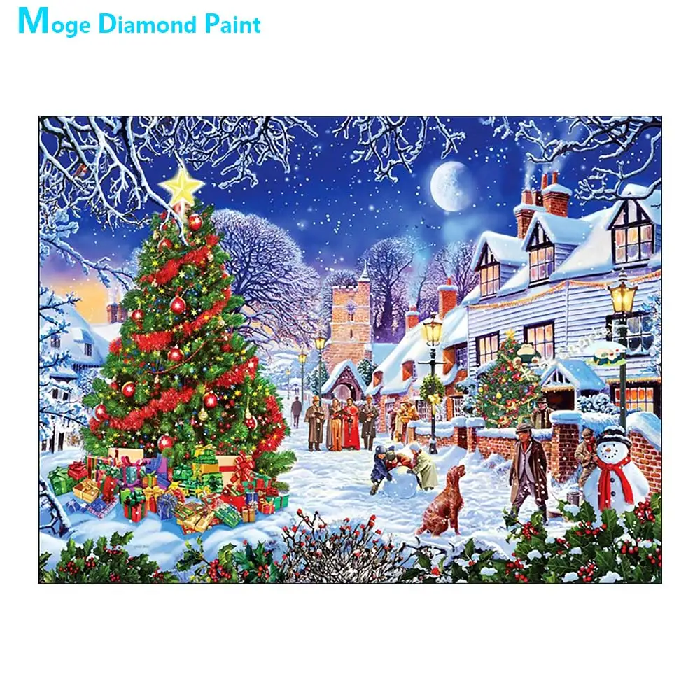 

Winter Snowscape City Diamond Painting scenic Christmas tree Round Full Drill Nouveaute DIY Mosaic Embroidery 5D Cross Stitch