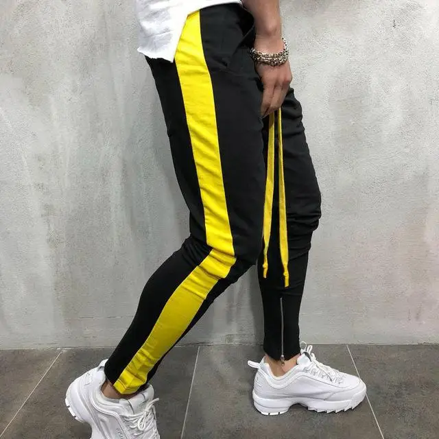 Black Yellow Модные уличные спортивные штаны для бега, повседневные спортивные штаны для мужчин, черные и белые мужские спортивные штаны в стиле хип-хоп, спортивные штаны для мужчин - Цвет: Black Yellow