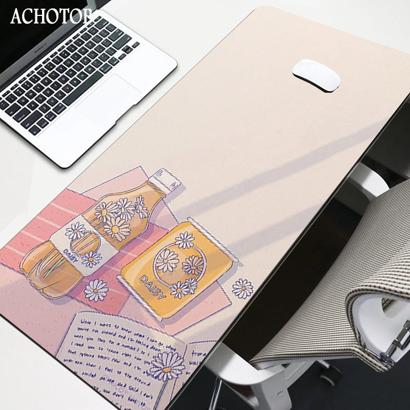 Pink Anime Mouse Pad Gamer Cute Kawaii XXL Gaming Mousepad Rubber Otaku Locking Edge 900X400MM Laptop Notebook Keyboard Desk Mat
