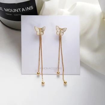 

Shamir 1 Double Butterfly Earrings South Korea Design long Tassel Earrings Girl jewelry Gifts
