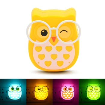 

Mini Owl Baby Night light Automatic Sensor Light Control Lamp EU US Plug Child Kids Baby Room Led Lamp Animal Socket veilleuse