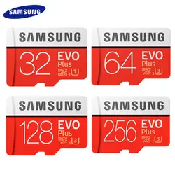 Карта памяти SAMSUNG EVO PLUS 256 ГБ Высокое Скорость 100 МБ/с. Micro SD класса 10 U3 TF карты UHS-I 128G 64 Гб оперативной памяти, 32 Гб встроенной памяти Micro SD карты