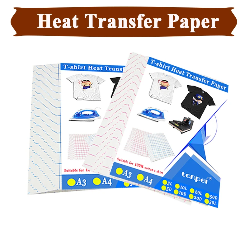 Transfer Heat Transfer Paper For Light Fabric T Shirt Printing Paper Inkjet  Transfer Paper For Clothing For Heat Press A4 6 Sheets