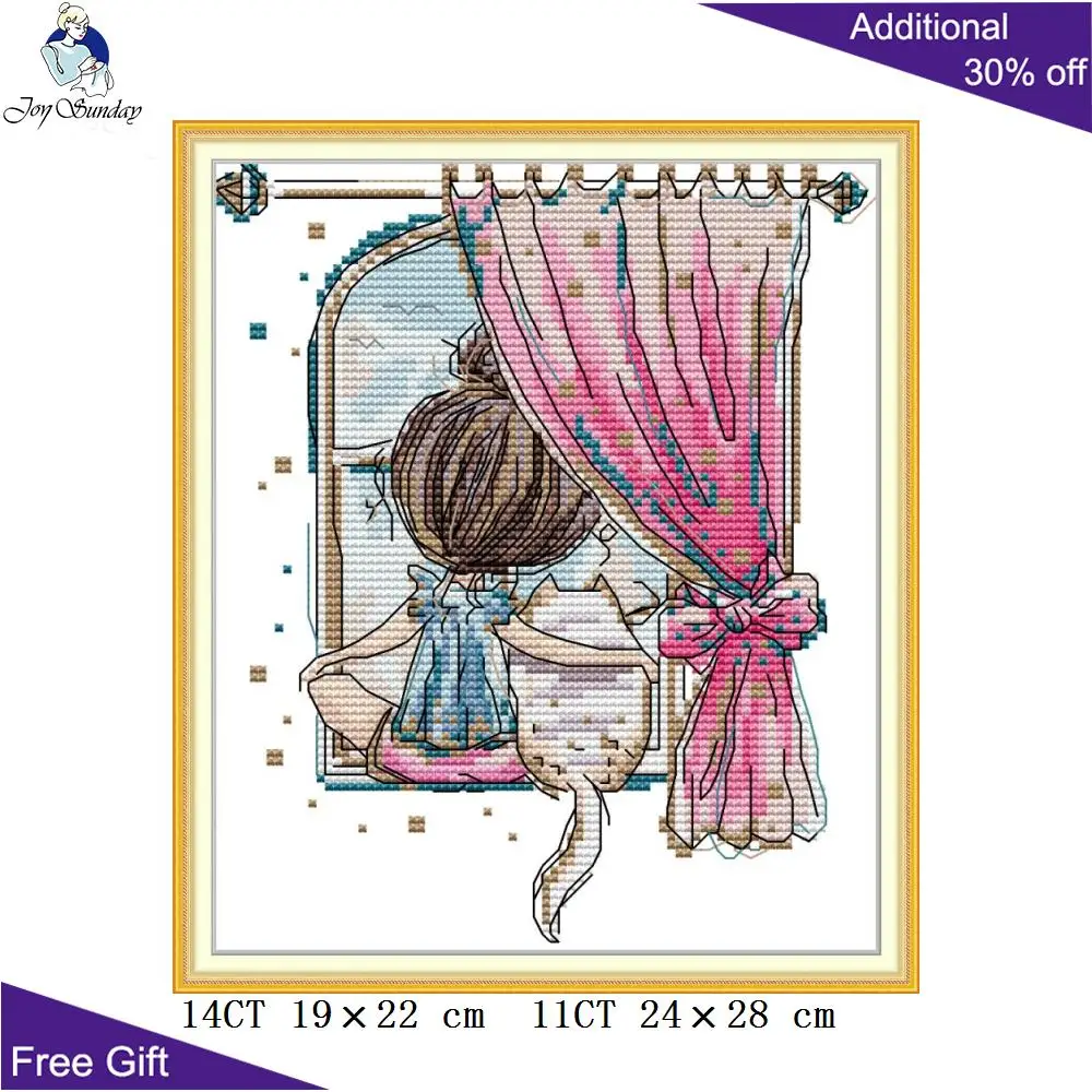 Joy Sunday Girl Cross Stitch for Home Decor, Little Girl, KB025, KB038, KB042, KB080, KB083, RA352, RA353, RA354, RA366, RA369