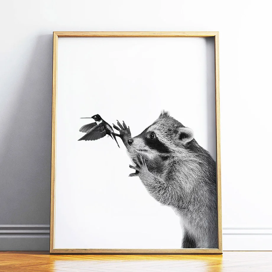 Cute-Bear-Koala-Deer-Fox-Bird-Black-White-Nordic-Posters-And-Prints-Wall-Art-Canvas-Painting (1)