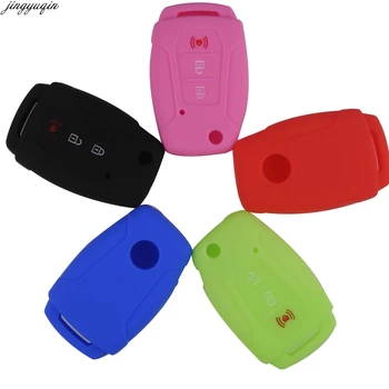 

jingyuqin 30pcs/lot For Ssangyong 2015 2016 Tivoli Rexton Korando C Key Cover Case 3 Button Silicone Flip Remote Key Cover Case