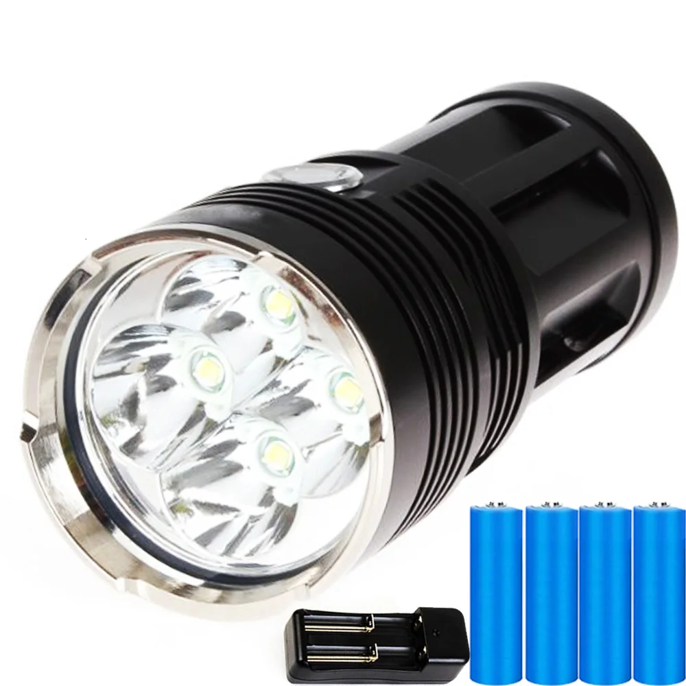 

Powerful Professional Searchlight Waterproof Flashlight 8000 Lumen Use 4 18650 Battery Lamp Torch for Camping Hiking Emergency