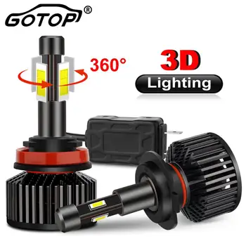 

2pcs 4 Sides CSP Led Chips H7 Led Bulb H4 H11 LED Car Headlight Canbus Error Free 3D 360°Lighting 9005 HB3 9006 HB4 60W Auto Lam