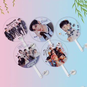 

Kpop Transparent Fan TXT SuperM GOT7 ITZY GD Lee MinHo Stray Kids Lu Han Wang Yibo Xiao Zhan Hand Fans PVC Fan Collection Gift