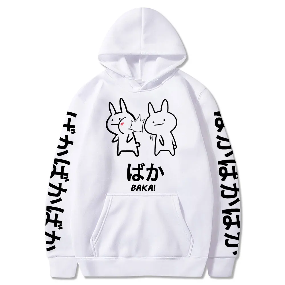 

Pure Color Anime Pullover Hoodies Baka Rabbit Slap Japan Funny Cute Hoody Harajuku Black Autumn Winter Sweatshirt