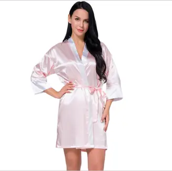 

Sexy Large Size Kimono Robes Satin Night Robe Lace Bathrobe Perfect Wedding Bride Bridesmaid Robes Dressing Gown For Women