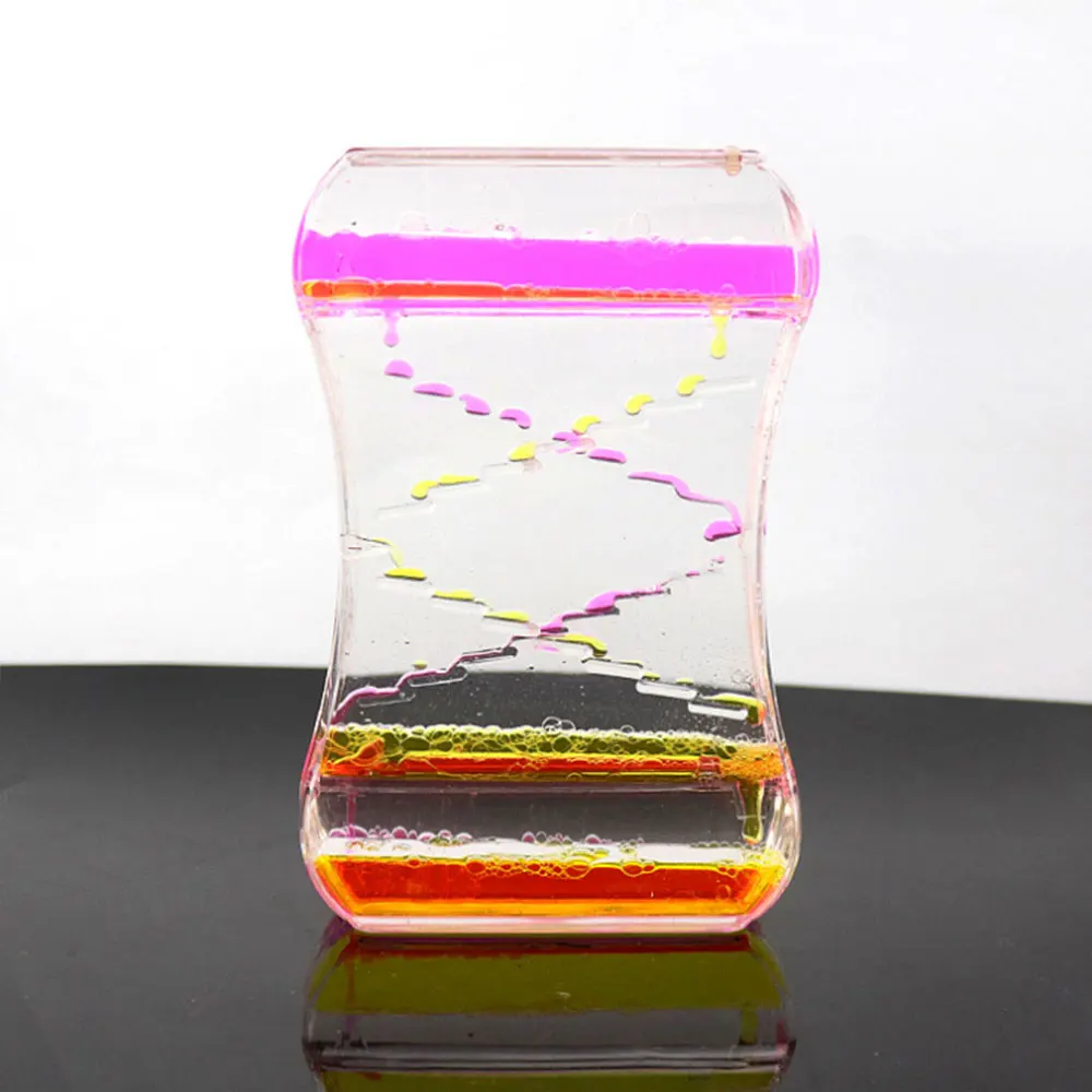 

Two-color slide oil drop decompression liquid hourglass Decompression toys dynamic oil leak table decoration