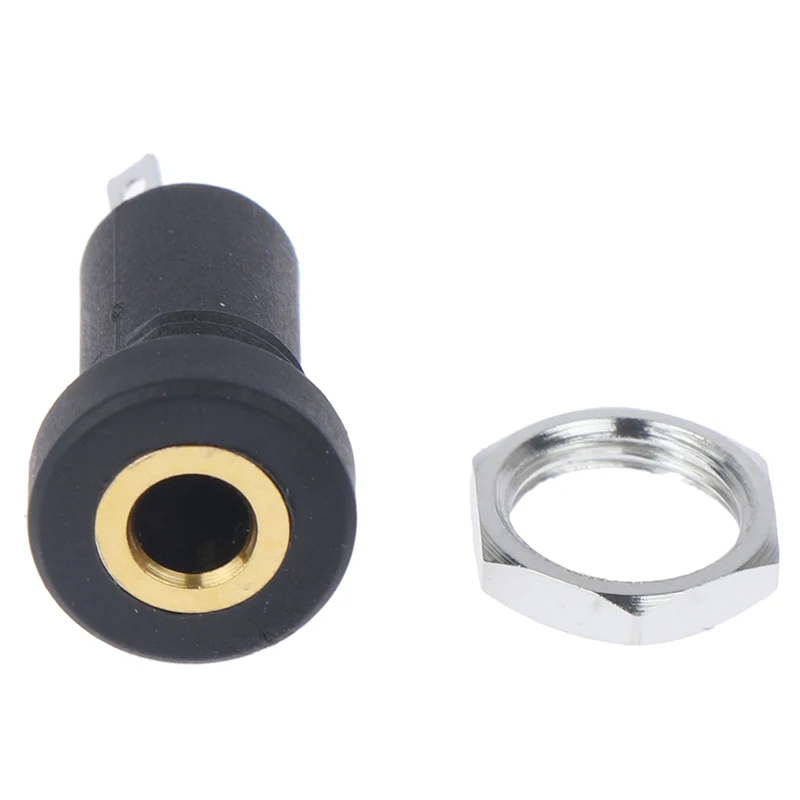 

1PCS 3 Pole 3.5MM Audio Jack Socket Black Stereo Solder Panel Mount Gold With Nuts