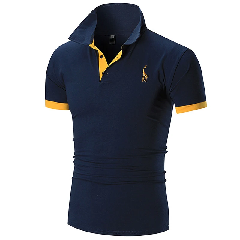 Летняя мужская рубашка поло с коротким рукавом, модная мужская рубашка поло с вышивкой оленя, брендовая Высококачественная дышащая рубашка jwlkj