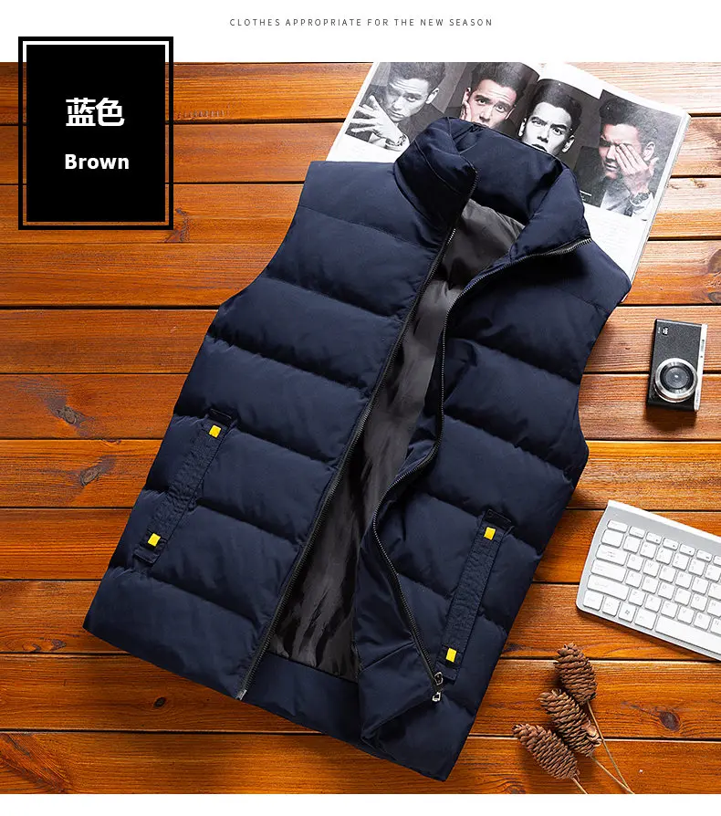 8XL Vest Coat Men 2019 Autumn Male Sleeveless Jacket Coat Winter Warm Waistcoat Padded Down Vest Men Brand MuLS Cloths Plus Size 19