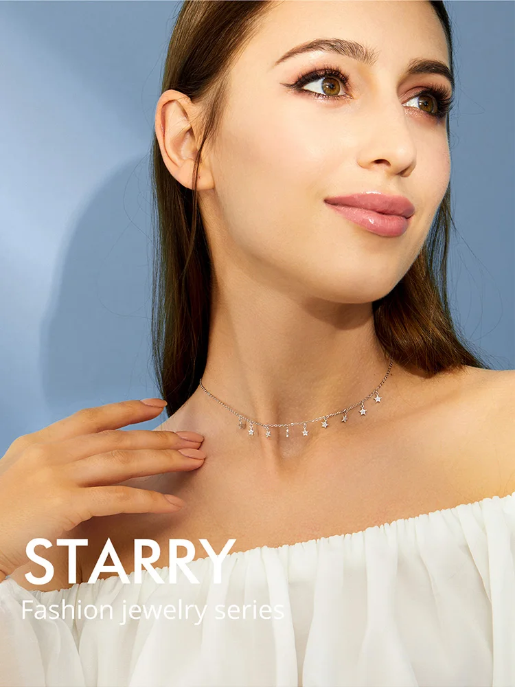 DISINIYA звезды чокер металлический ожерелья для женщин короткие кулоны с цепочкой Свадебные обручальные 925 пробы серебряные ювелирные изделия XBSN49116